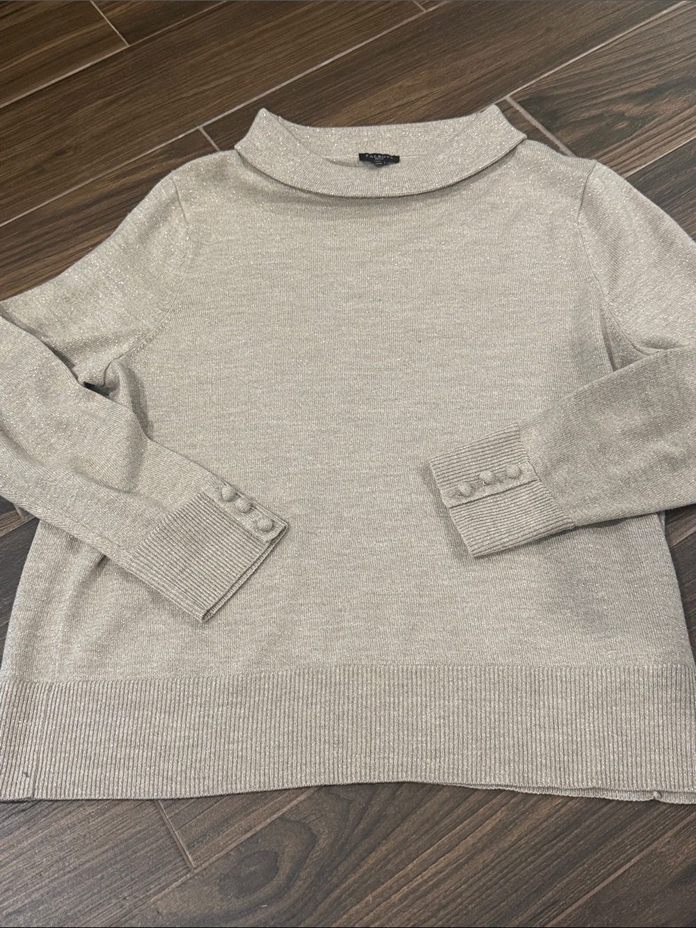 Talbots XL Petite metallic cream sweater